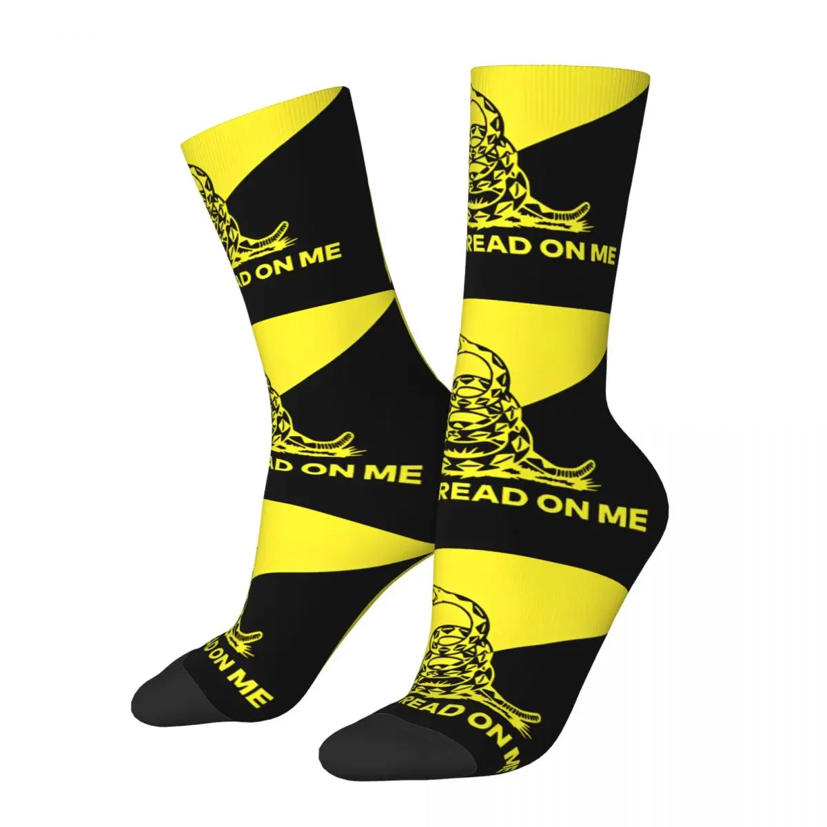 Funny Crazy Sock for Men Ancap Gadsden Flag Harajuku Breathable Pattern Printed Crew Sock Novelty Gift