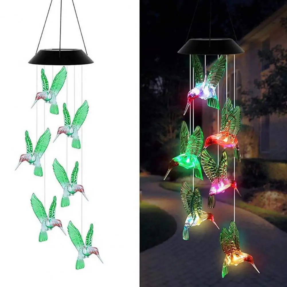 

Color Changing Solar Wind Chime Hummingbird Solar Wind Chime Light Color Changing Led Outdoor Garden Decor Solar for Courtyard