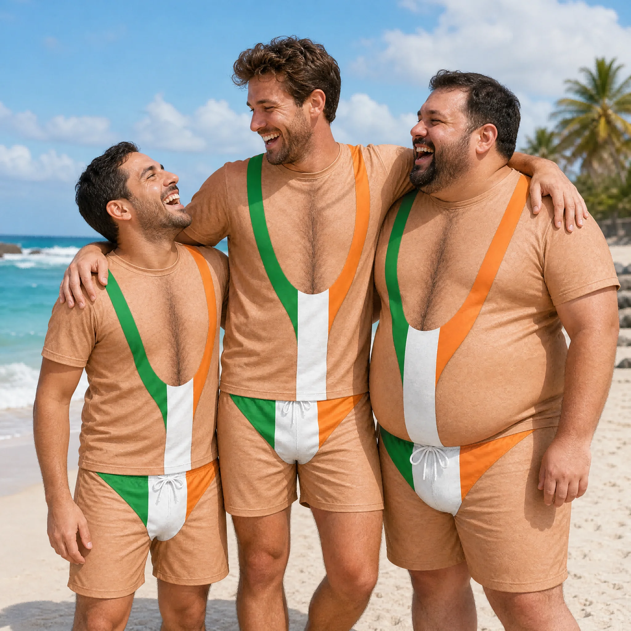 Mens Funny Irish Flag Suspender Print T Shirt and Shorts Set Novelty Crew Neck Outfit for Beach Parties and Summer Holidays Wear