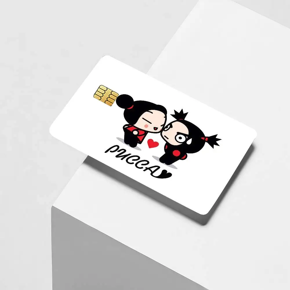 Cartoon cute P-Pucca Credit Card Decorative Card Stickers Suitable For Bank Cards Metro Transit Anti-scratch Gift 4PCS