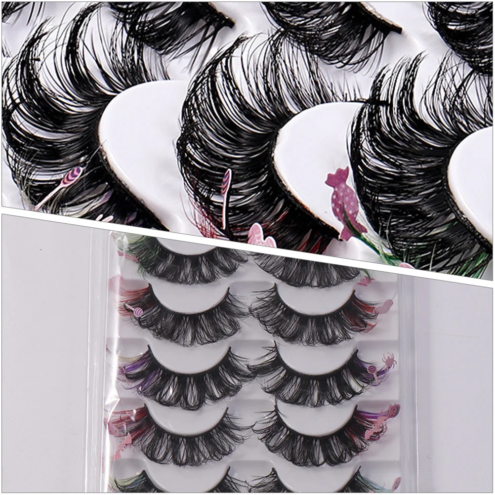 

7Pairs Colored Eyelashes Thick Curl Faux Fiber Lash Extensions Safe Skin Friendly Makeup Lash Extension Cosplay Lashes