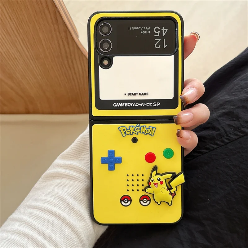 

Luxury 3D Anime Cute P-Pokemon Squirtle Charmander Flip Phone Case For Samsung Z Flip 6 zflip 3 4 5 Z Fold 3 4 5 zfold6 Cover