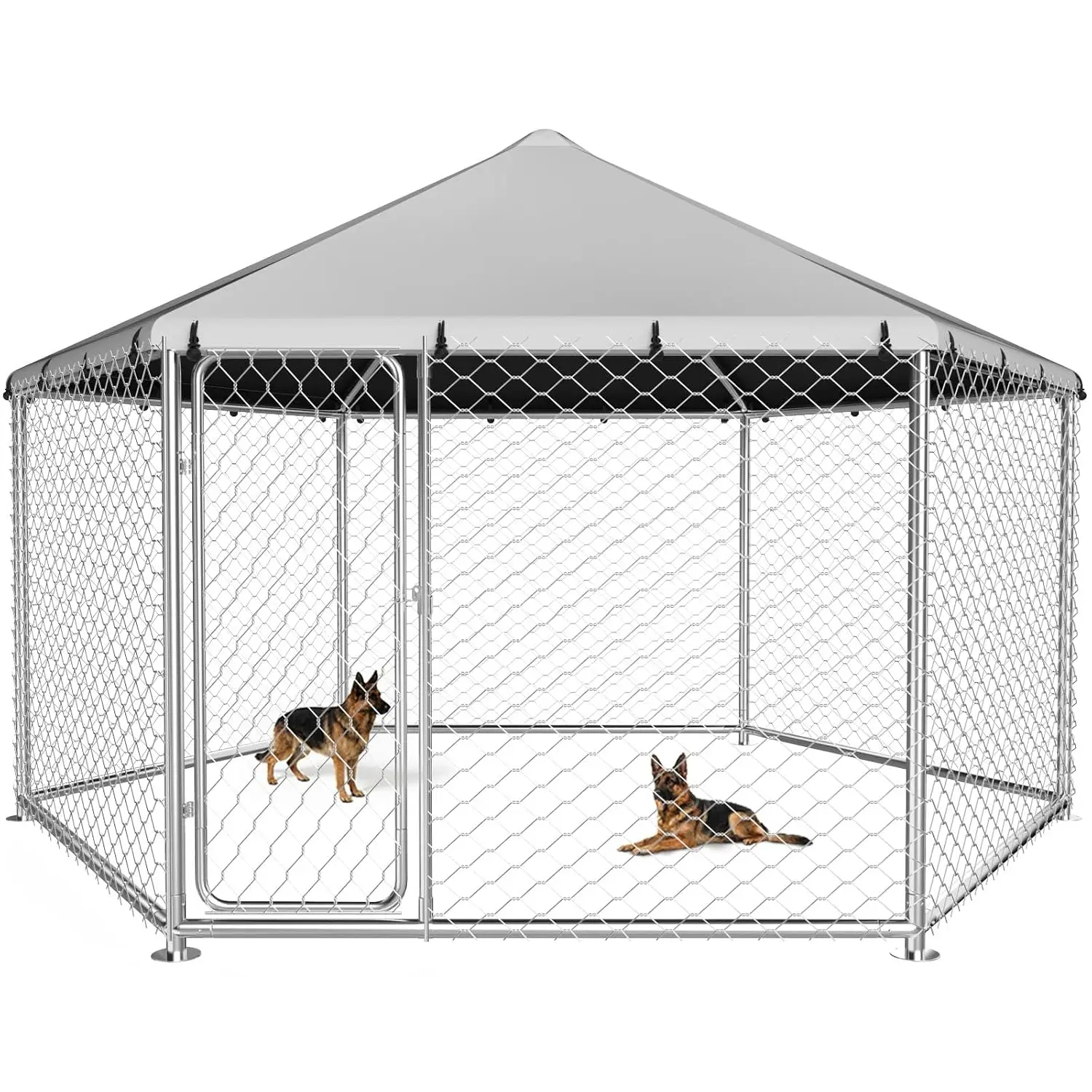 12.5x12.5 FT Heavy Duty Outdoor Dog Kennel, Galvanized Steel Enclosure, Customized