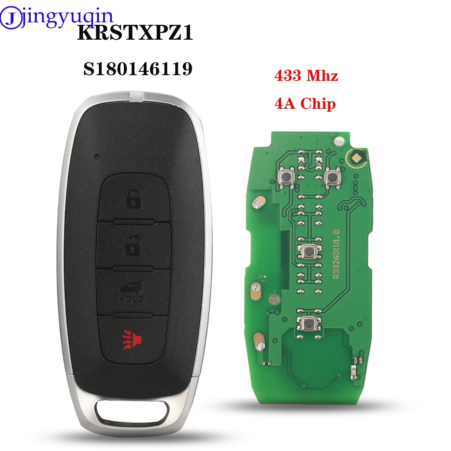 

jingyuqin KRSTXPZ1 Auto Smart Remote PN: S180146119 433MHz 4A Chip Replace Car Key Fob For Nissan Sentra Versa 2022-2024