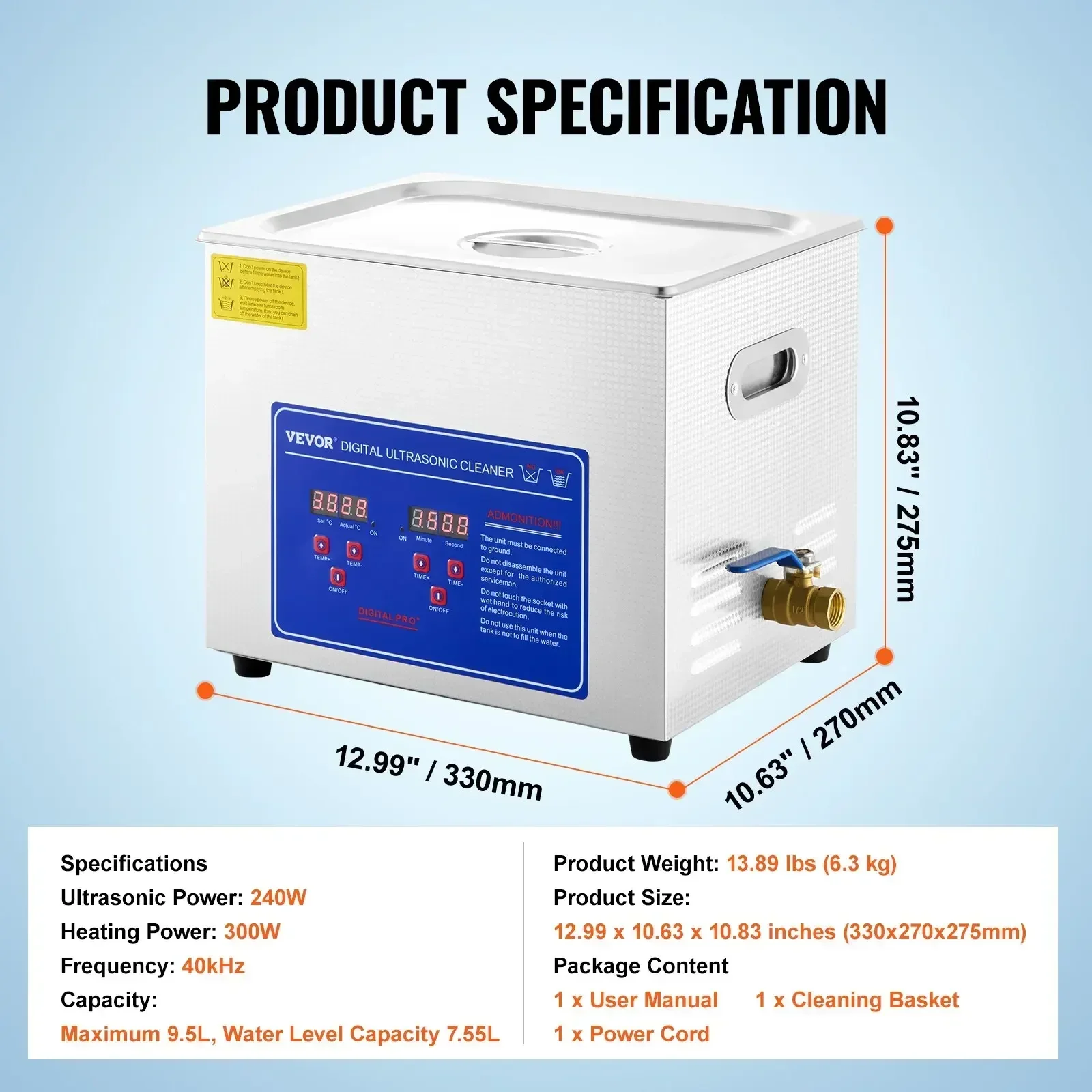 SIHAO Ultraschall-Reinigungsgerät 0,8L-30L, Edelstahlgehäuse mit Digitaler Zeiteinstellung & Heizfunktion, Effizienter Reiniger für Schmuck und Persönliche Accessoires 8