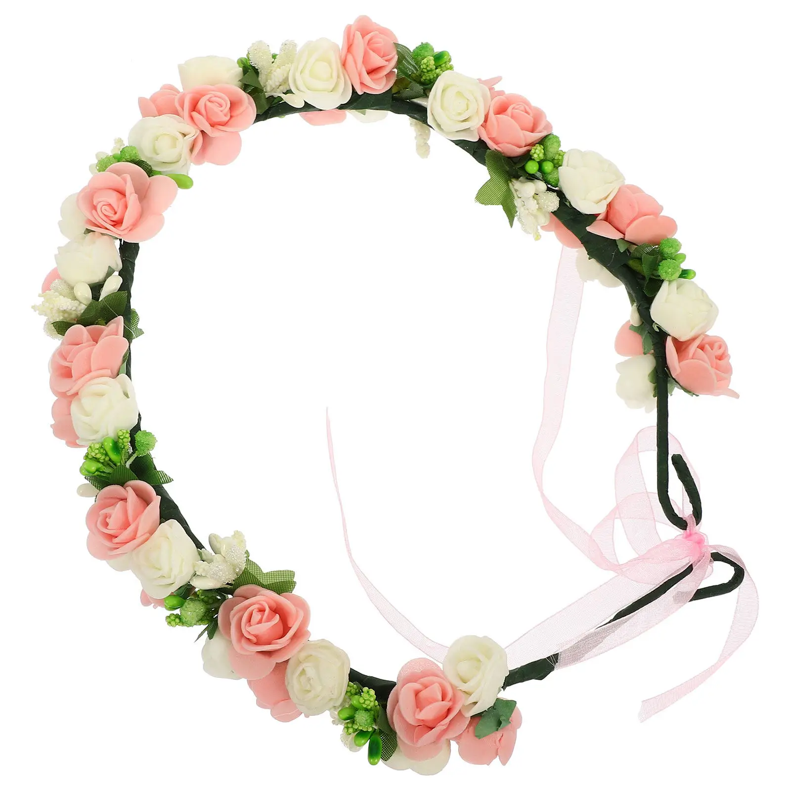 

Floral Headpiece Flower Crown for Women Bride Squad Flower Girl Headband Realistic Simulated Flowers Adjustable Fashionable