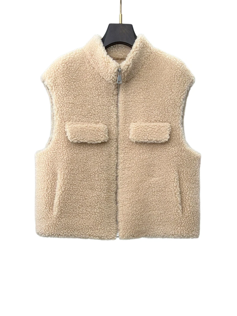 

Fashionable and stylish lambskin vest, sheepskin cut fur women's short style 2025 autumn/winter new versatile vest coat