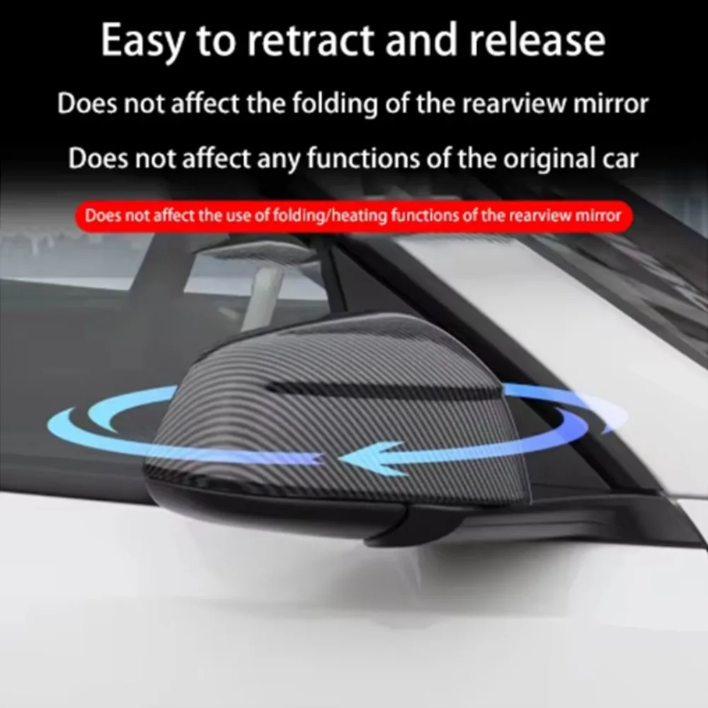 For Tesla Model YL / Y Juniper 2PCS Side Mirror Cover Carbon Fiber Black ABS No Damage Installation Decorative Shell