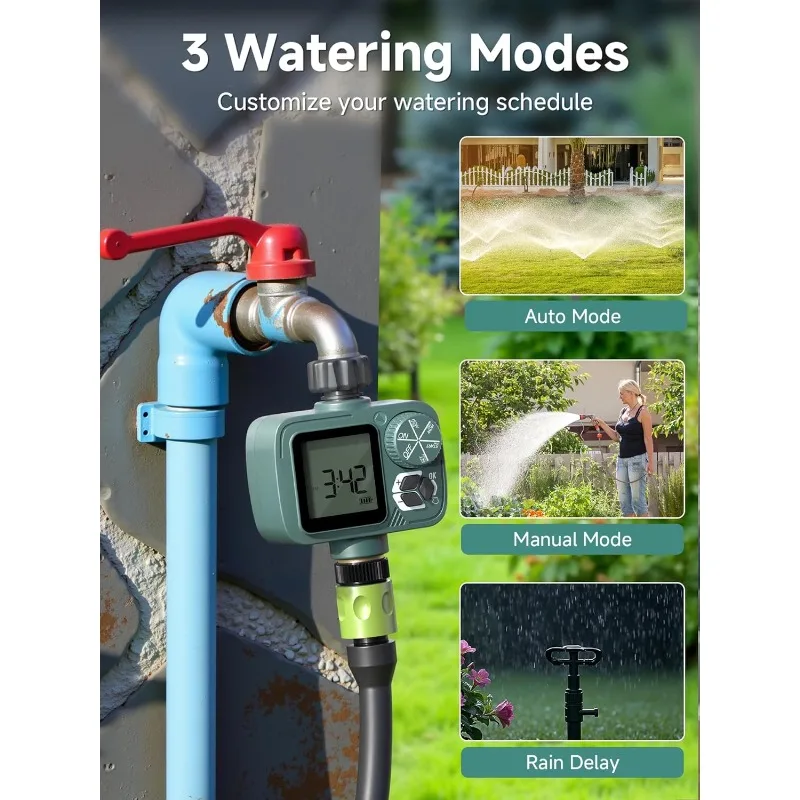 Programmable Garden Hose Timer with Rain Delay Automatic Watering System Irrigation for Yard Lawn Pool