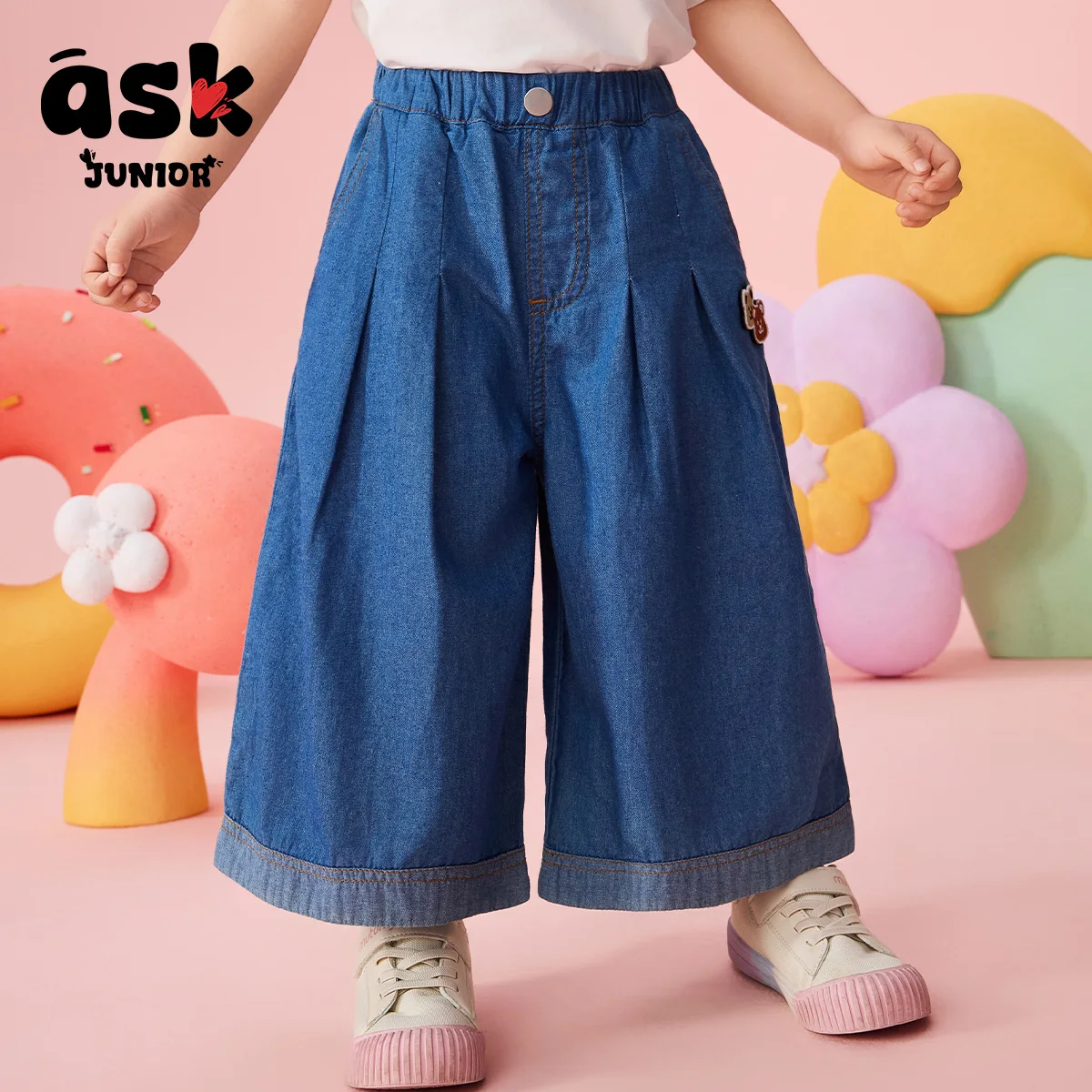 بناطيل صيفية للأطفال بناتي بناطيل مستقيمة كاجوال بطباعة دب لطيف #2