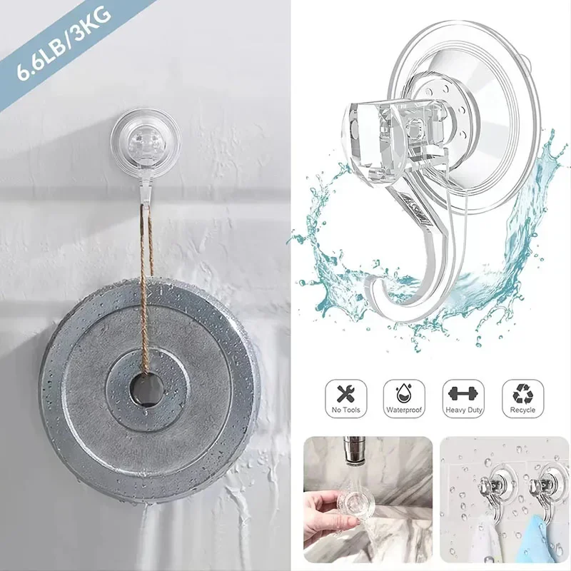 10pcs Suction Cup Hooks, Reusable Heavy Duty Vacuum Suction Cup Hooks Glass Kitchen Bathroom Hooks for Towel