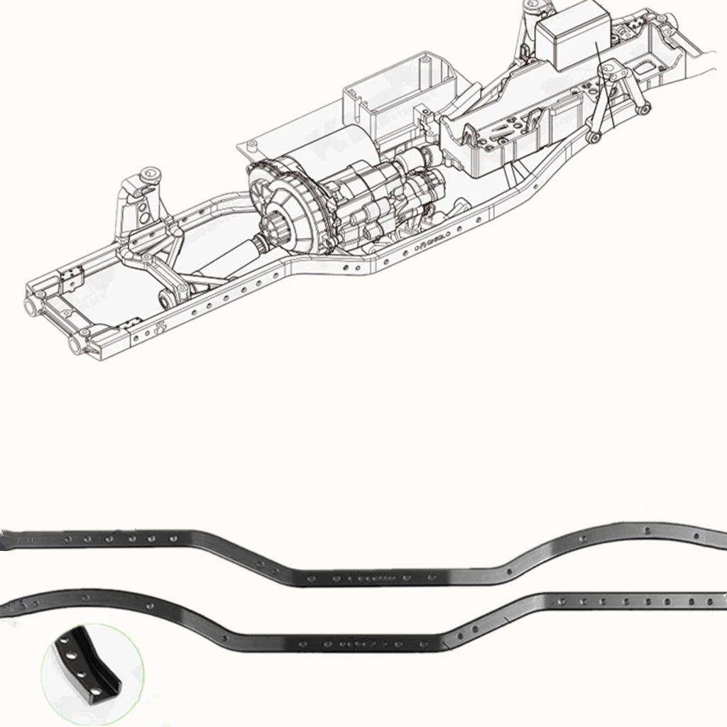 2pcs RC Crawler Car Metal Girder Frame Shell for 1:10 AXIAL SCX10 II Vehicle