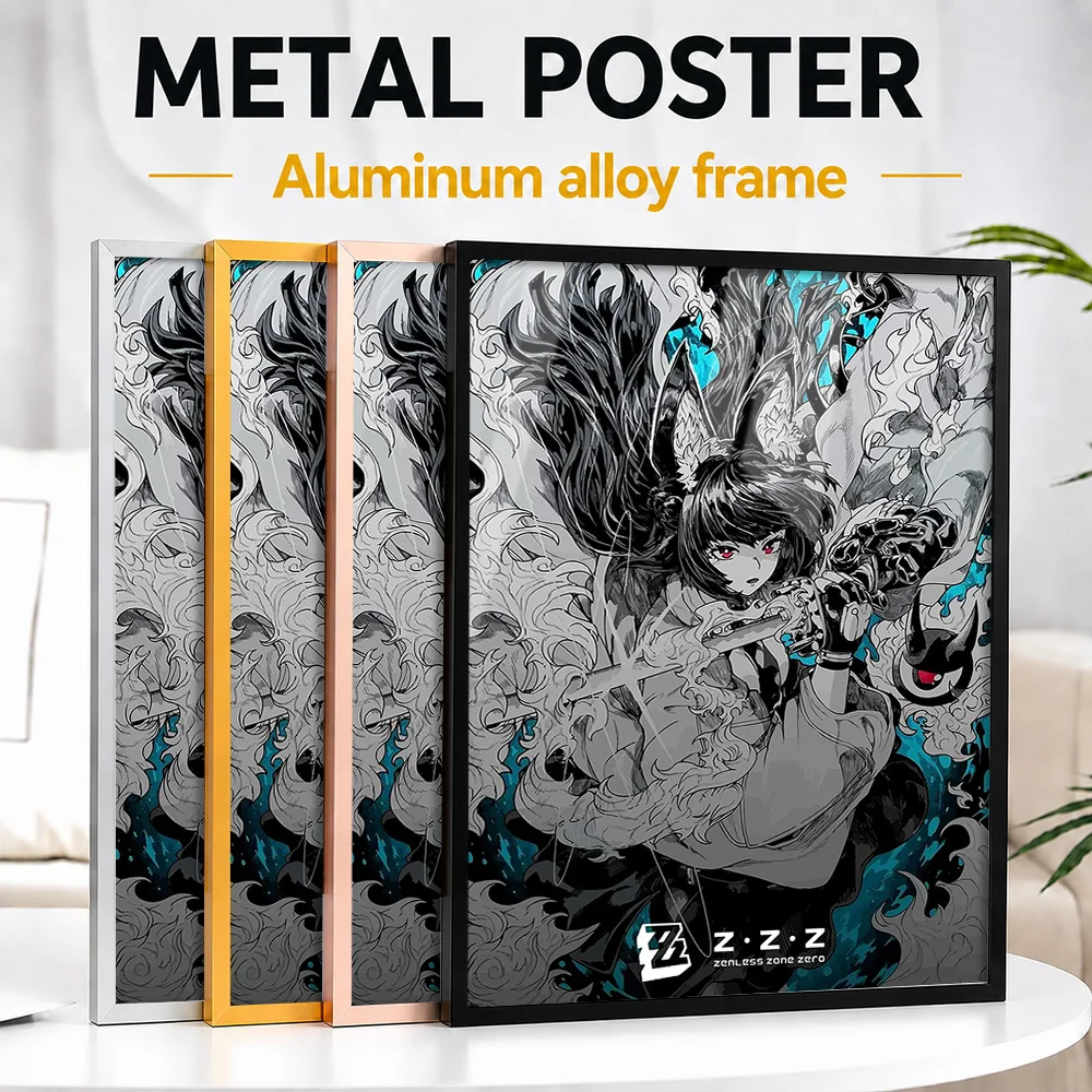 Zenless Zone Zero Game Character Framed Metal Print Customized Photo High Impact Hero Style Wall Art For Bedroom Birthday Gift