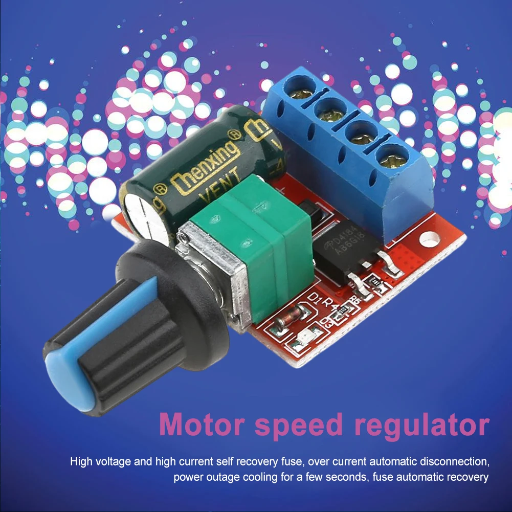 Controlador de velocidade do motor 5A DC 4.5V-35V 90W PWM Módulo de acionamento ajustável Fusível Regulador de velocidade do motor de recuperação automática