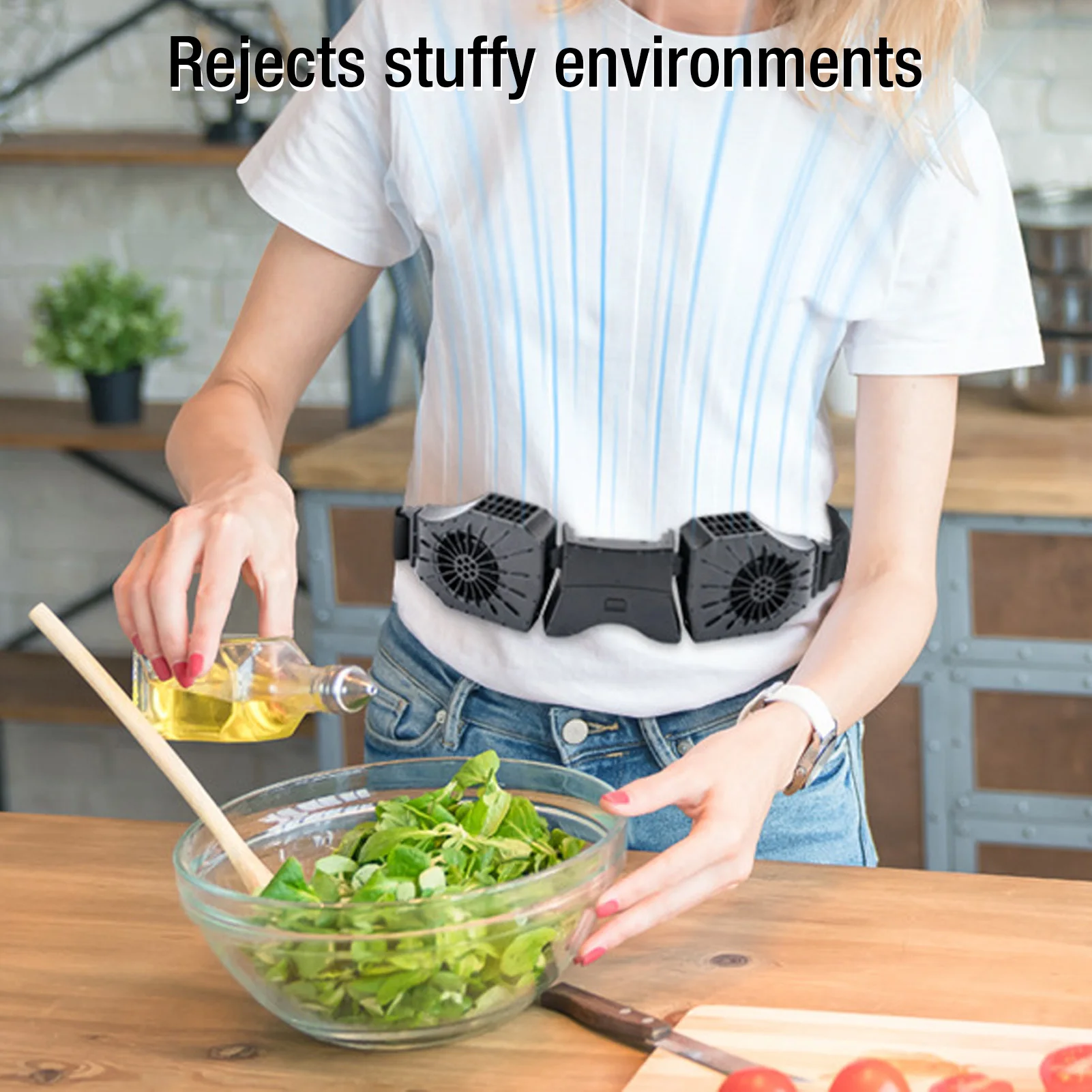 Waist Fan 3 Speed USB Rechargeable 8000MAh Battery Operated Wearable Personal Fan Body Dual Fan for Outdoor Farm Camping Hiking