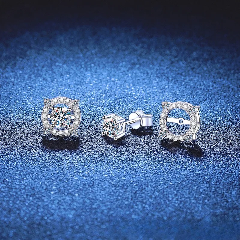 

Серьги-короны из стерлингового серебра 925 пробы с 4 зубцами, муассанитовые шпильки 2-в-1, европейские роскошные ювелирные изделия для женщин