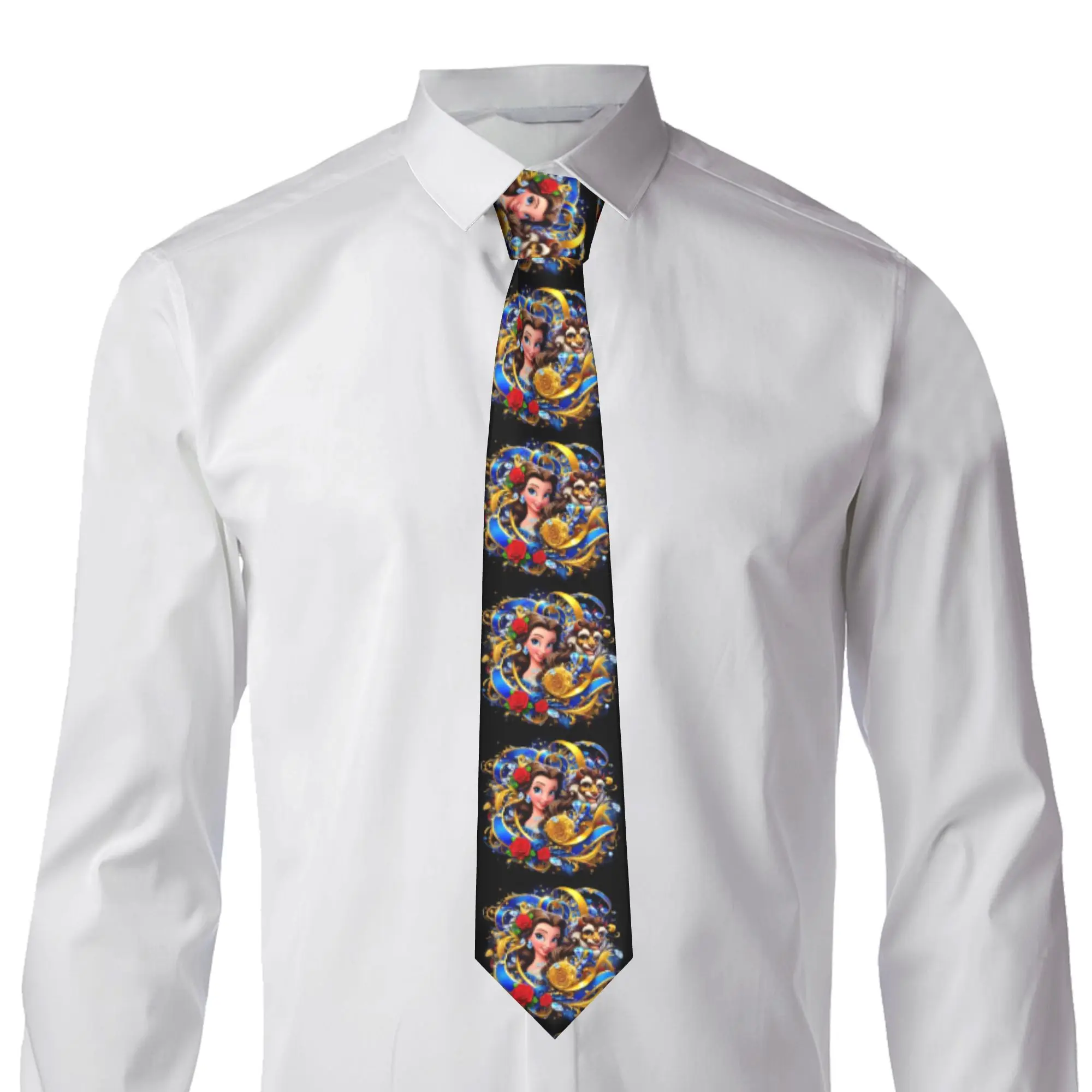 Formal Beauty And The Beast Anime  Neck Tie for Business Personalized Mens Cartoon Kawaii Romantic Fantasy Film  Necktie
