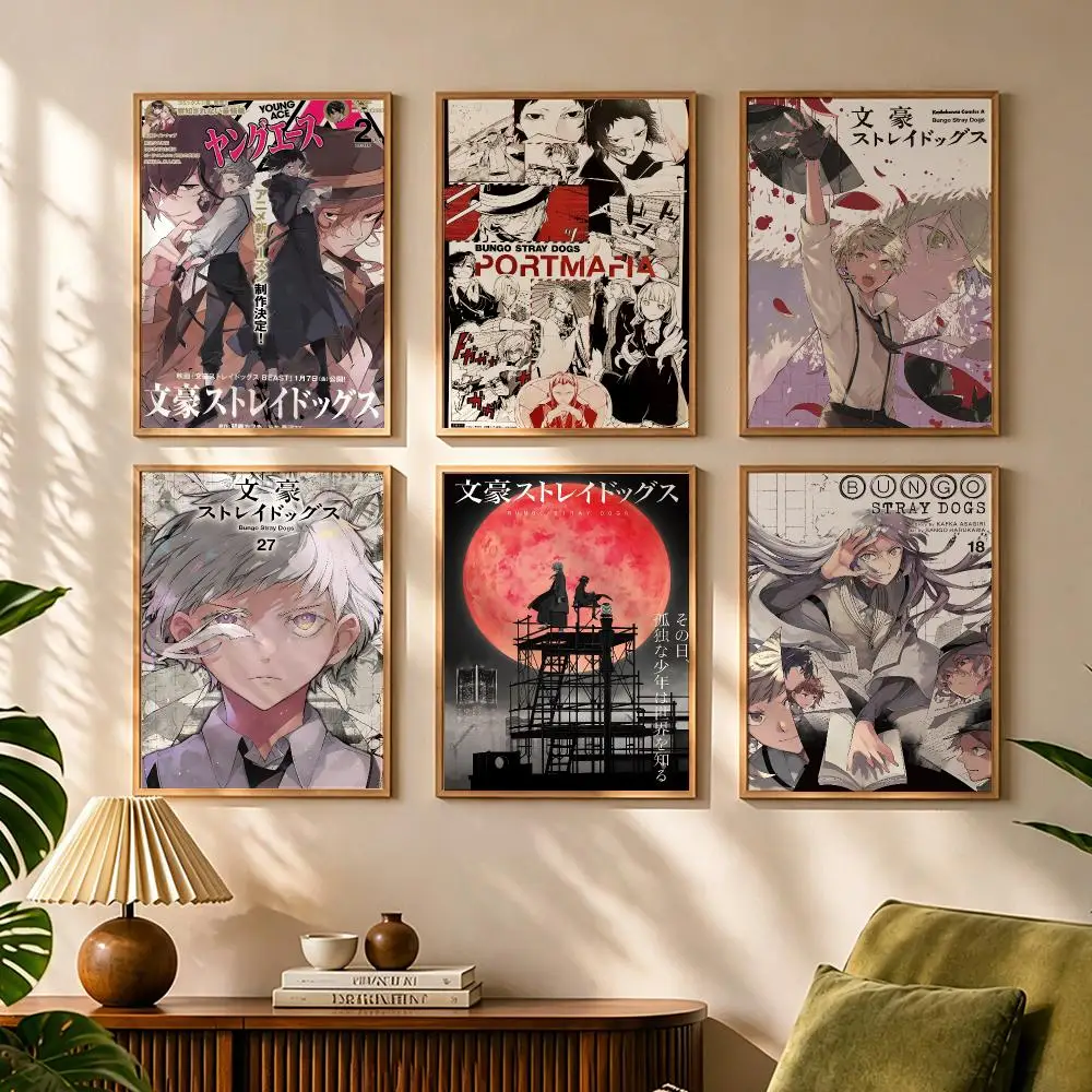 Anime B-Bungo Stray Dogs Painting Calligraphy Canvas HD Poster Waterproof Fade Resistant Wall Art Print for Home Decor
