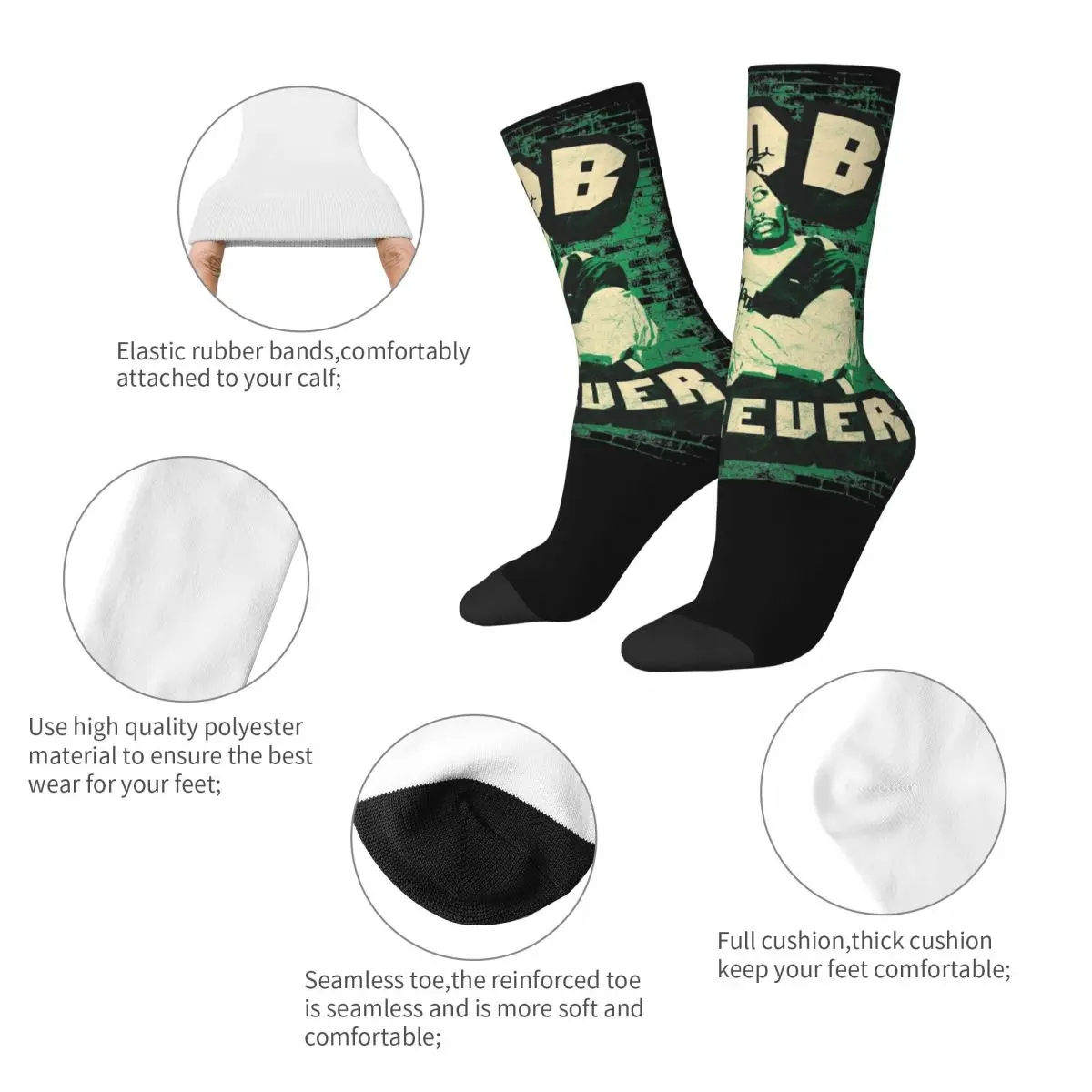 Rapper ODB Forever Ol Dirty Bastard Socks Super Soft Funny Happy Hip Hop Socks Harajuku Merch Middle Tube Socks