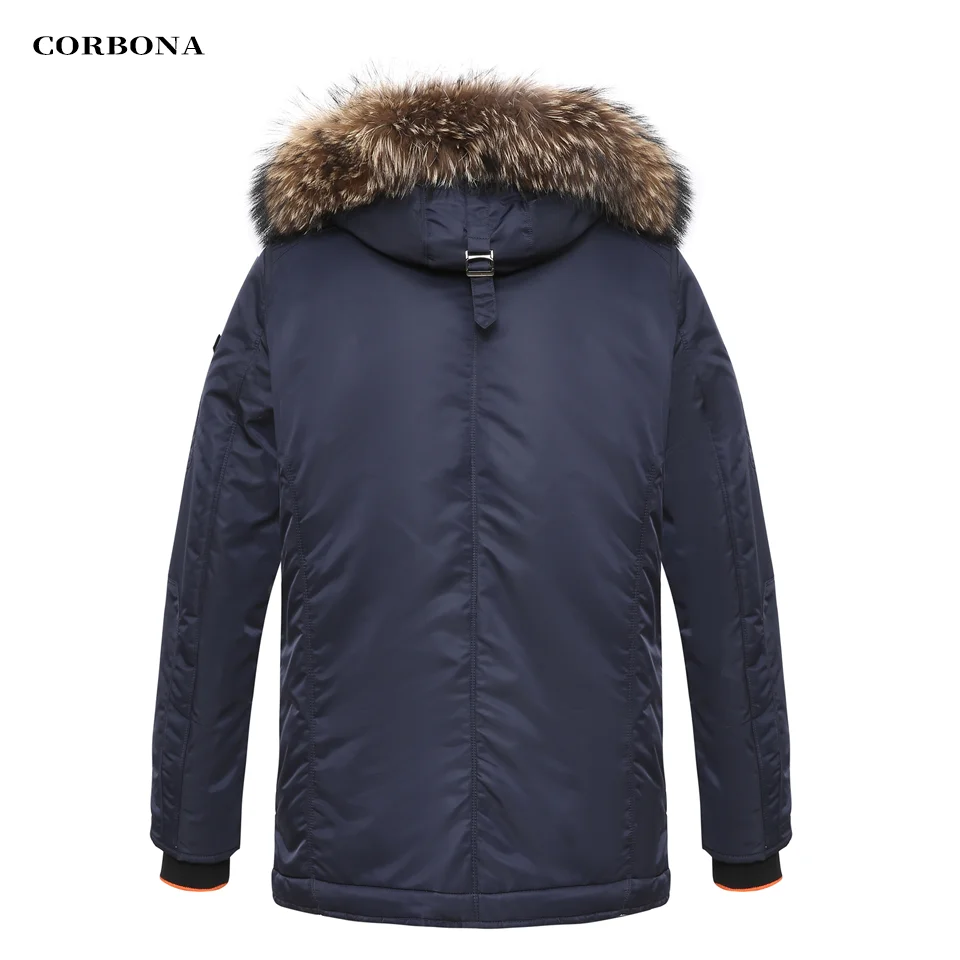 CORBONA-Parka de algodão grosso masculina, casaco com gola de pele real, jaquetas de negócios multifuncionais, moda casual, novo, inverno, 2024