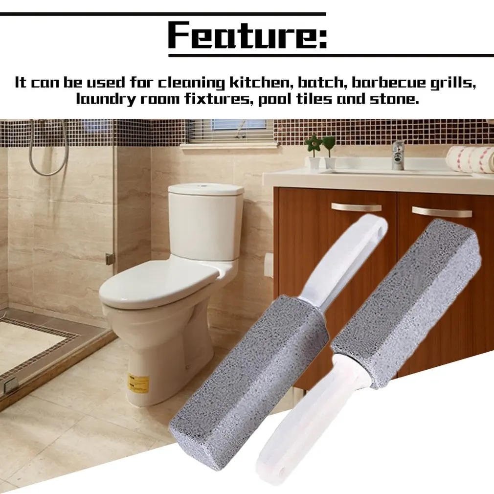 2Pcs Pumice Toilet Bowl Cleaner Long Handle Stone Brush Strong Removal Of Scale Cleaners Brushes Sinks Bathtubs Cleaning Tool