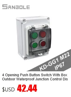 M22 Im Freien Wasserdichte IP67 Push Button Switch Box Notfall Stop Control Verteilung Rot 10A Schraube Installation – Detail 8