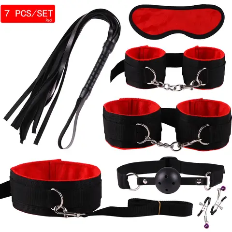 1 ensemble 7 pièces kit de couples sexuels jouets sexuels pour femmes BDSM accessoires érotiques menottes session jeu de sexe jouets Sexy pour adultes sexyshop 18 +