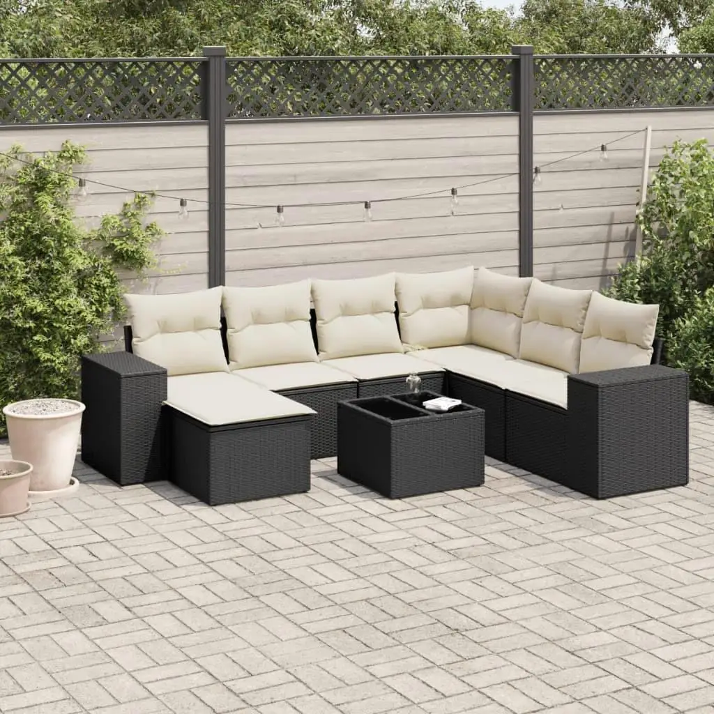 

Stylish Black Garden Sofa Set Outdoor Seating Comfortable Cushions Modern Design Patio Furniture