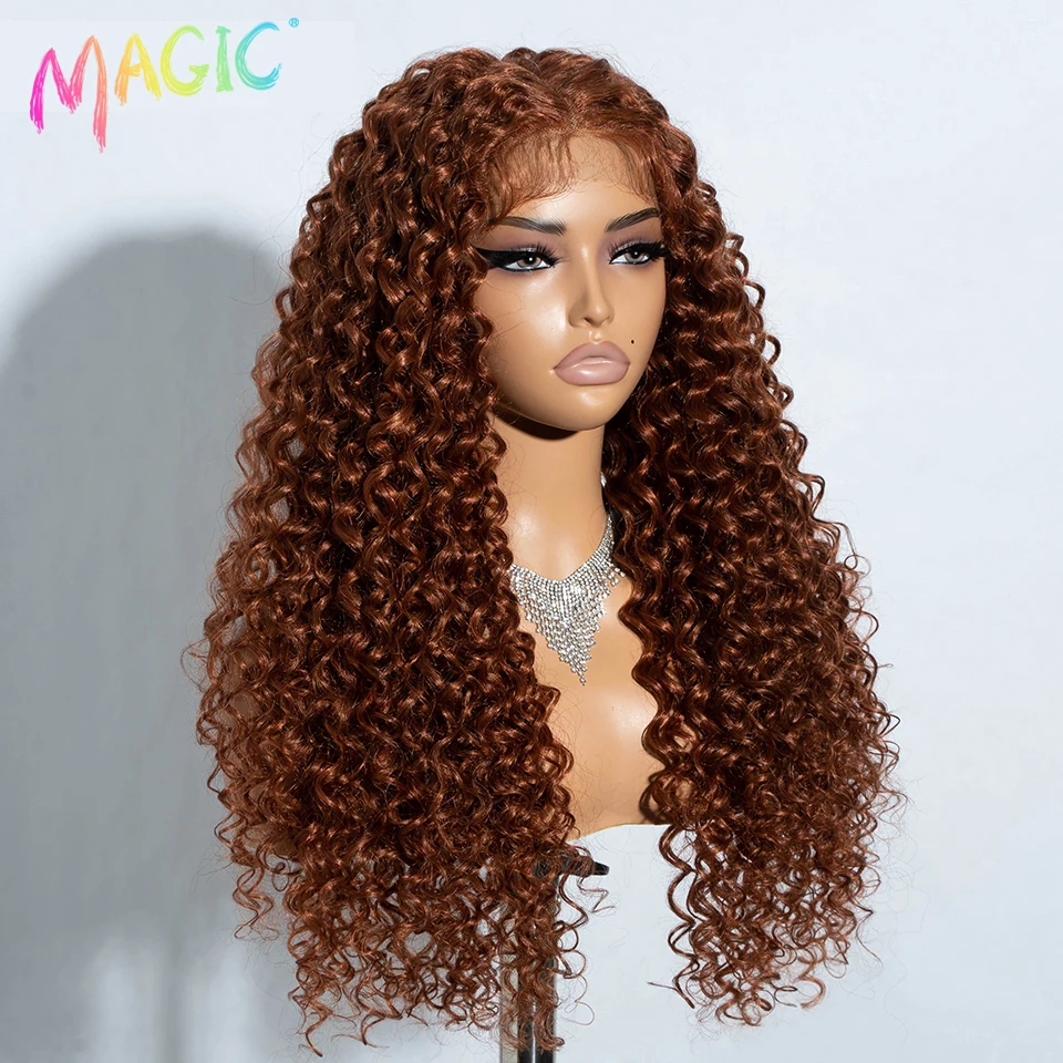 Magic Synthetic Lace Front Wig Baby Hair Red Wig Long Curly Wig 30 Inch Ombre Blonde Ginger Lace Wigs For Black Women Wigs