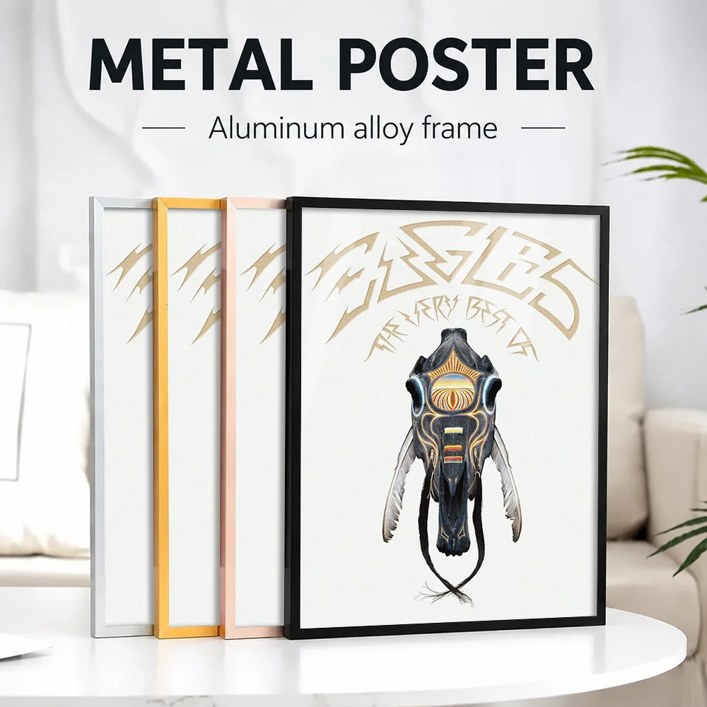 Eagles The Very Best Of Album Cover Framed Metal Print Customized Photo Classic Recording Style Wall Art For Lounge And Studio