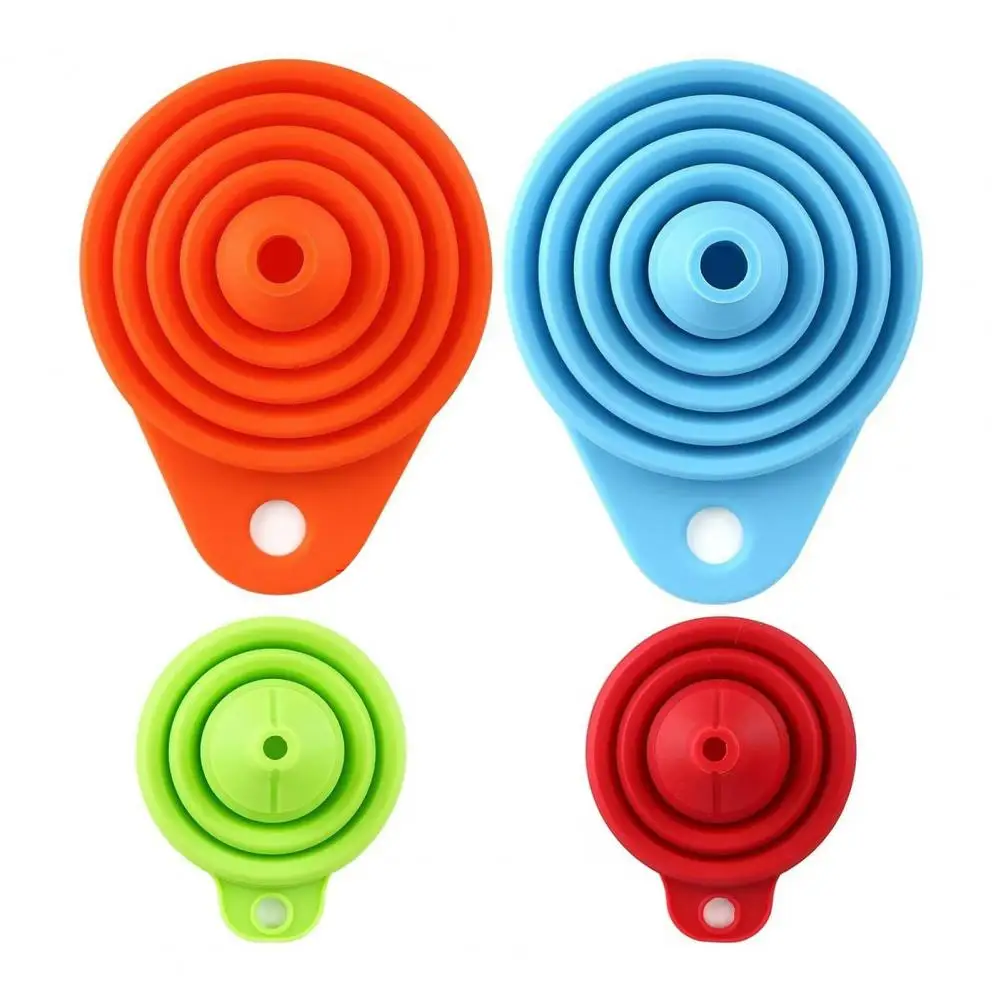 -free Food Grade Funnels Foldable Kitchen Funnel Set 3pcs Silicone Collapsible Funnels Set Food Grade Kitchen Bottle Filling