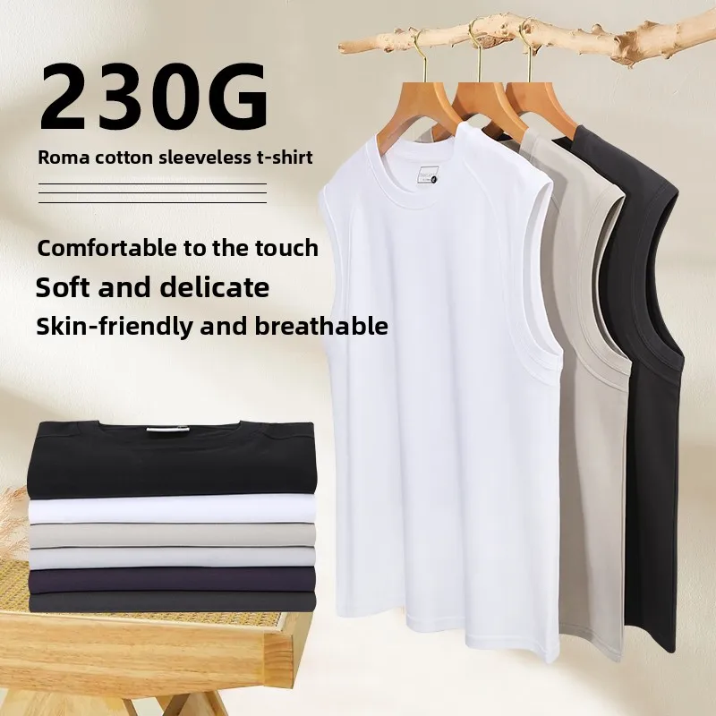 2026 Spring/Summer 230G Roman Cotton Comfortable Wide-Shoulder V-Neck Shirt Loose Casual High-Quality T-Shirt