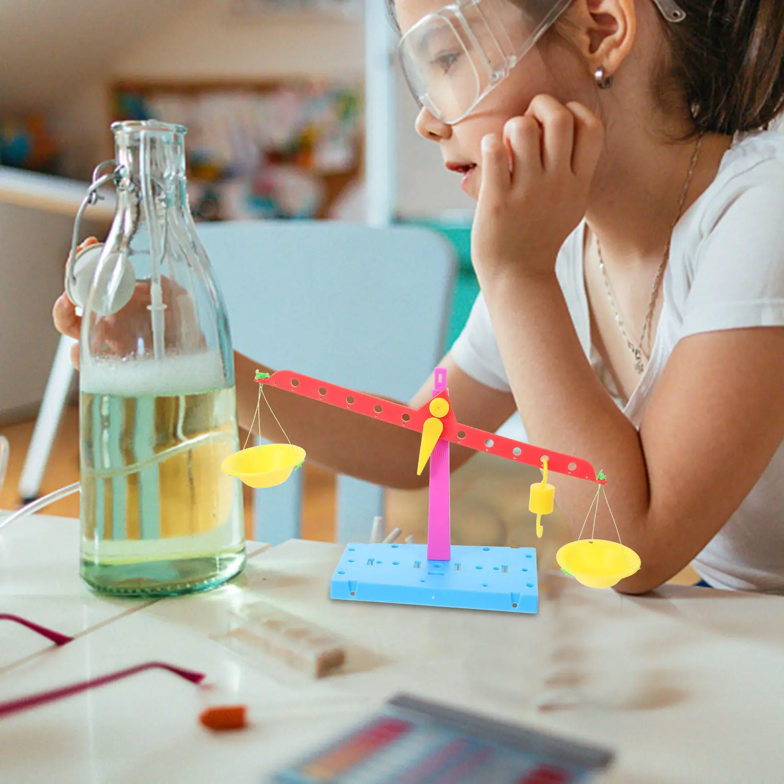 

1Set Kids Stem Educational Balance Scale Handmade Assembly Science Kit Preschool Elementary Hands-on Cognitive Learning