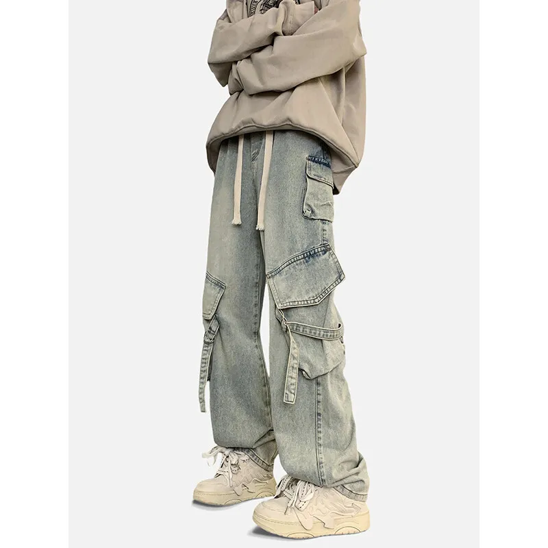 

LAPPSTER Pockets Y2k Streetewear Baggy Jeans Purple Straight Pants Hip Hop Harajuku Stacked Jeans Blue Korean Fashions Bottoms