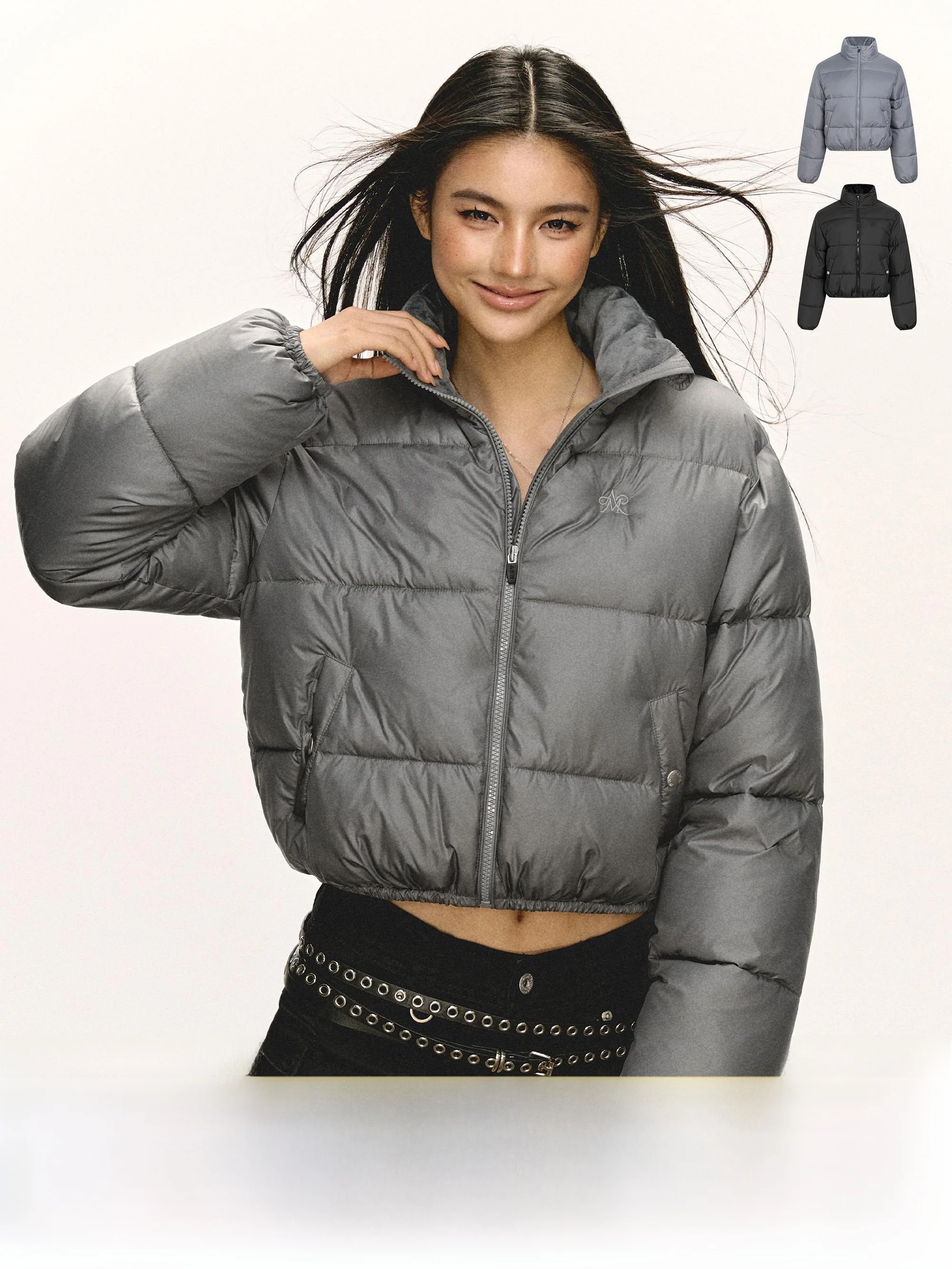 

Ariseism American Retro ort Box Cotton Jaet Women's Autumn Winter New Sle Cotton Clothes Top Streetwear Pure Color Zipper