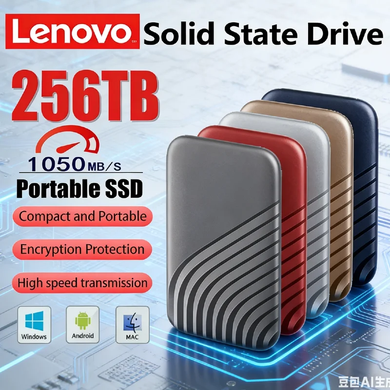 

Новый портативный SSD-накопитель Lenovo 2026 года, высокоскоростной внешний жесткий диск USB 3.1 Type-C, объем 2 ТБ-4 ТБ-8 ТБ для ноутбуков и ПК
