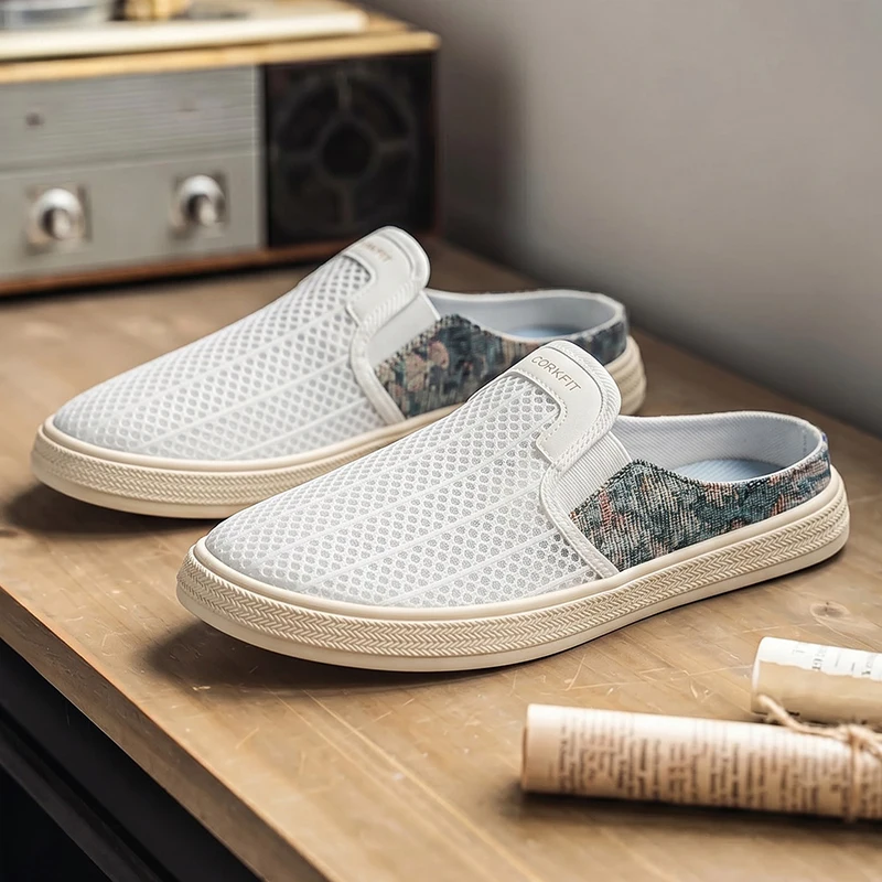 Men Summer Mesh Sports Mules Slip On Closed Toe Slippers Breathable Thin Versatile Outdoor Casual Sandals New Arrival