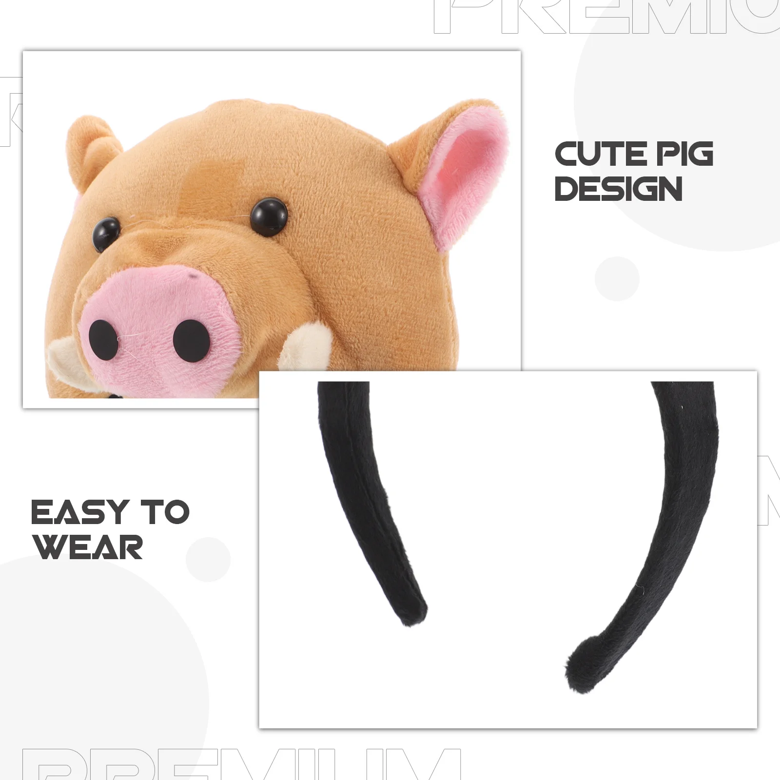 Lovely Pig Ears Headband for Children Cute Animal Hairband Soft Cloth Design for Party Favors Performance Photo Props Kid