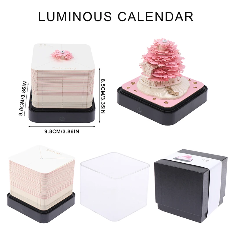 Imagem -06 - Calendário de Mesa com Luzes Led Memorando Criativo Notas Faça Você Mesmo Bloco de Notas Arte 3d Escultura em Papel 2025