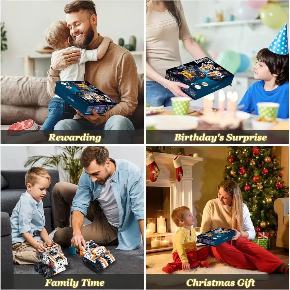 Kit robot STEM tout-en-un : blocs de construction télécommandés par application et à distance pour enfants de 6 à 12 ans