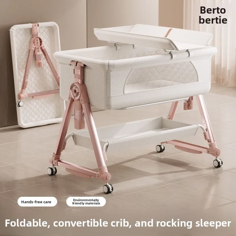 Crib Adjustable Height Removable Newborn Splicing Bed Baby Multi-Functional Diaper Table Infant Care Station