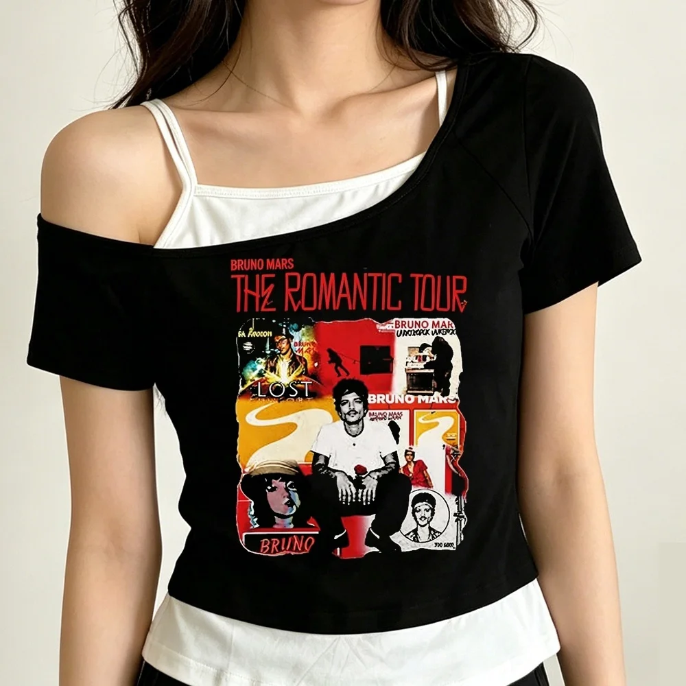 Bruno Mars crop top ladies dollette scene  jojifuku party cutecore t-shirt emo manga dollette gyaru grunge