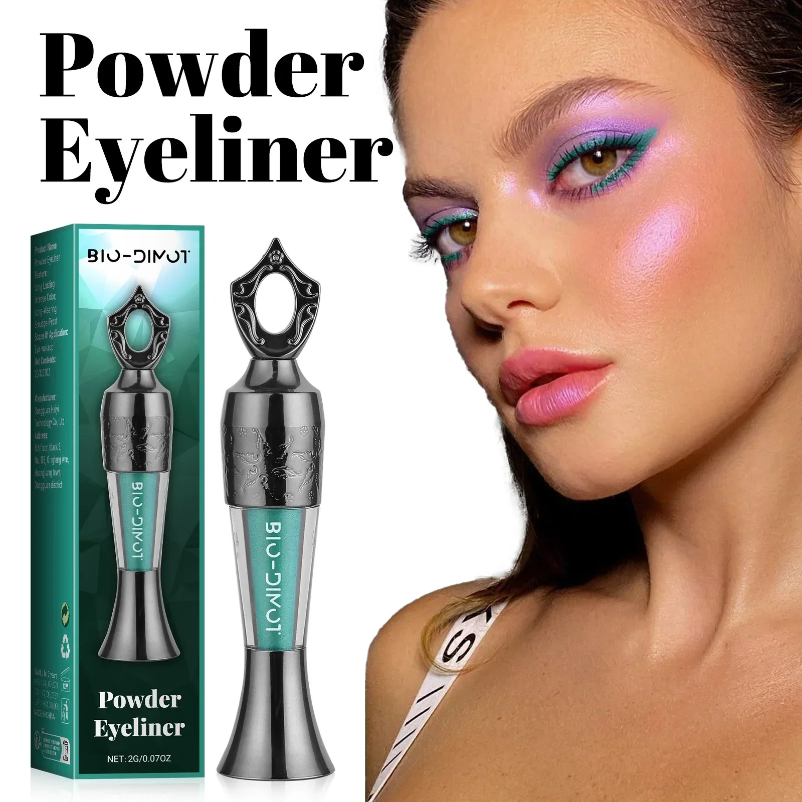 محدد عيون بودرة مقاوم للتلطخ يدوم طويلاً من BIO-DIMOT - مقاوم للماء، متعدد الاستخدام لمظهر العين الطبيعية والجريئة، هدية مثالية لـ