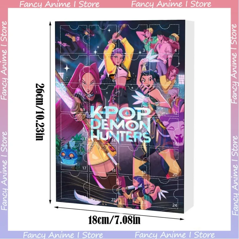 Navidad Kpop Demon Hunting 24 Uds calendario de Adviento caja ciega sorpresa 24 días calendario de cuenta regresiva de Navidad llavero caja ciega