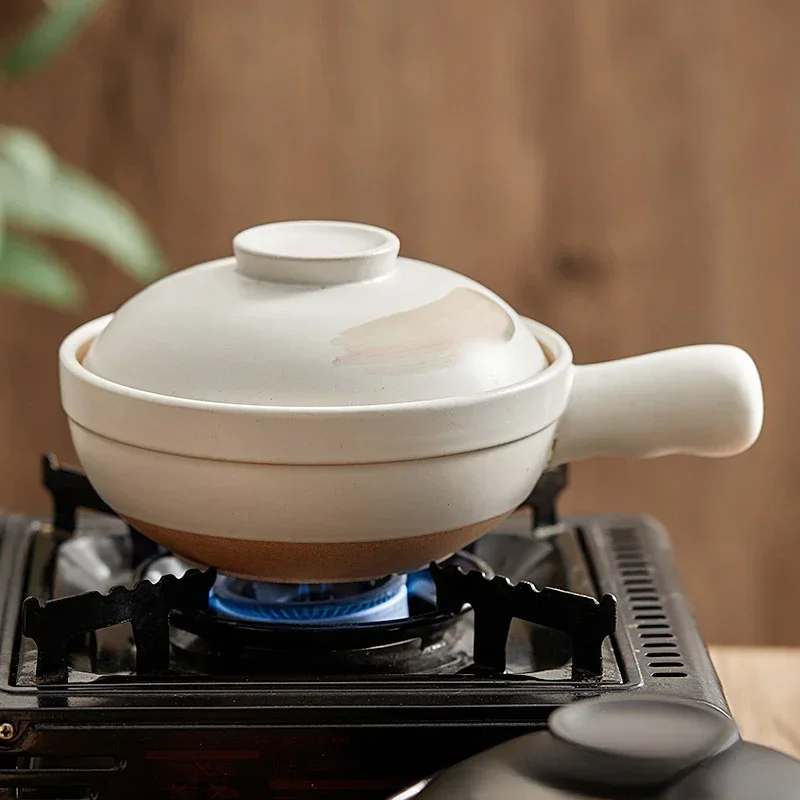 Casserole Stew Pot Coarse Pottery Microwave Small Pot Household Claypot Rice Porridge High Temperature Soup Pot with Lid