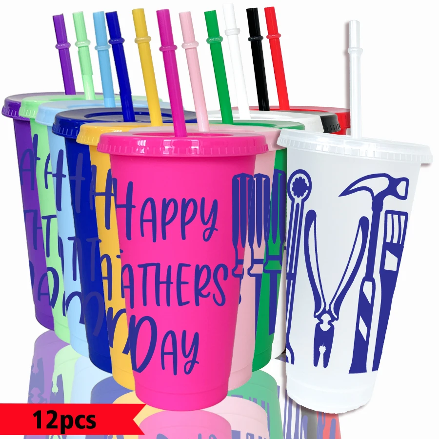12pcs-set-tool-text-pattern-26oz-colored-plastic-party-cold-cup-for-birthday-back-to-school-gift-gameday-drinkware