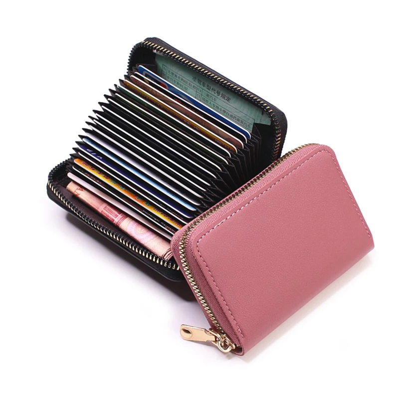 Business Card Holder Wallet Women Men Solid Color Portable Multifunction Bank/Id/Credit Card Holder Multi-Card Wallet Case
