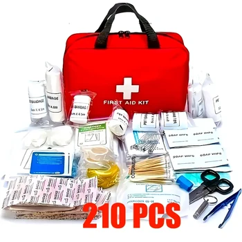210pcs First Aid Kit Bag All Purpose Emergency Survival Home Car Office Travel Camping Outdoor Boating Essential Medical Bag 1