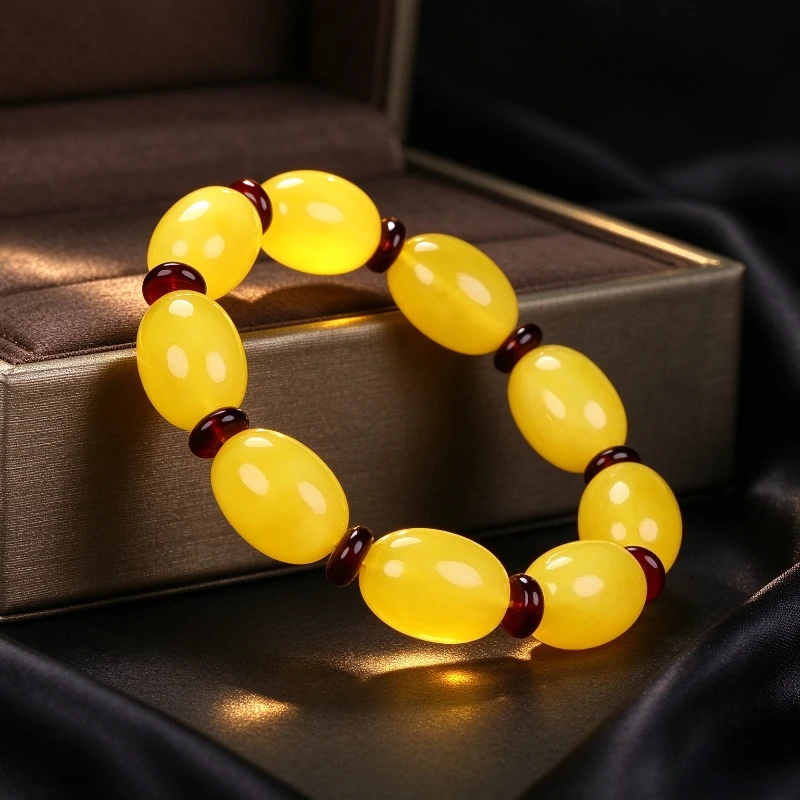 Classic Simple Yellow Honey Single Ring Bracelet, Suitable for Both Men and Women, Daily Jewelry