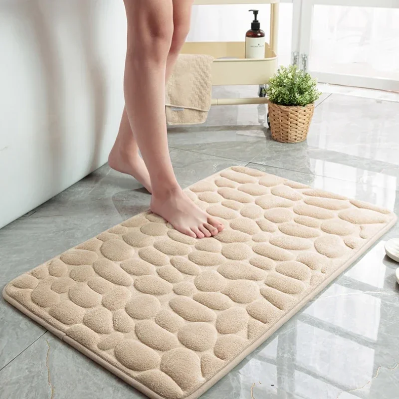 40*60cm Non-slip Carpets Cobblestone Embossed Bathroom Mat Basin Bathtub Side Floor Rug Absorbent Doormat Carpet Washable